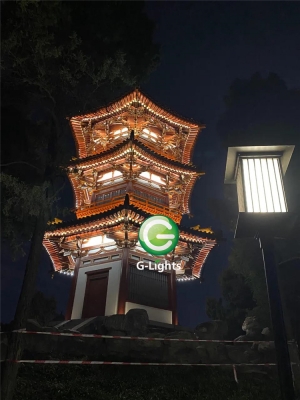 古建筑氣質(zhì)燈具點(diǎn)亮興慶宮公園